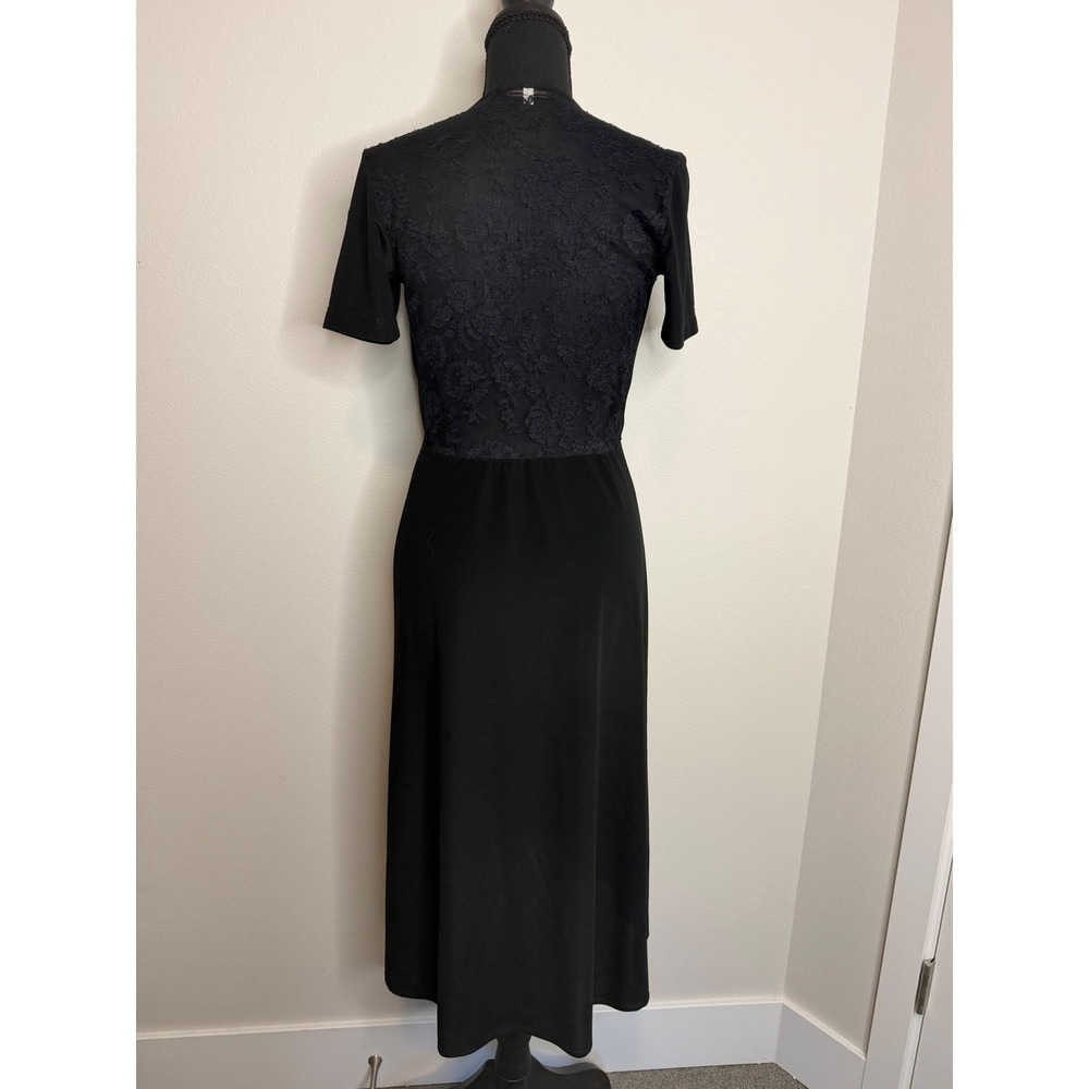 Katayone Adeli Vintage Black Lace Duster Wrap Tie Front Dress Small - Picture 2 of 6